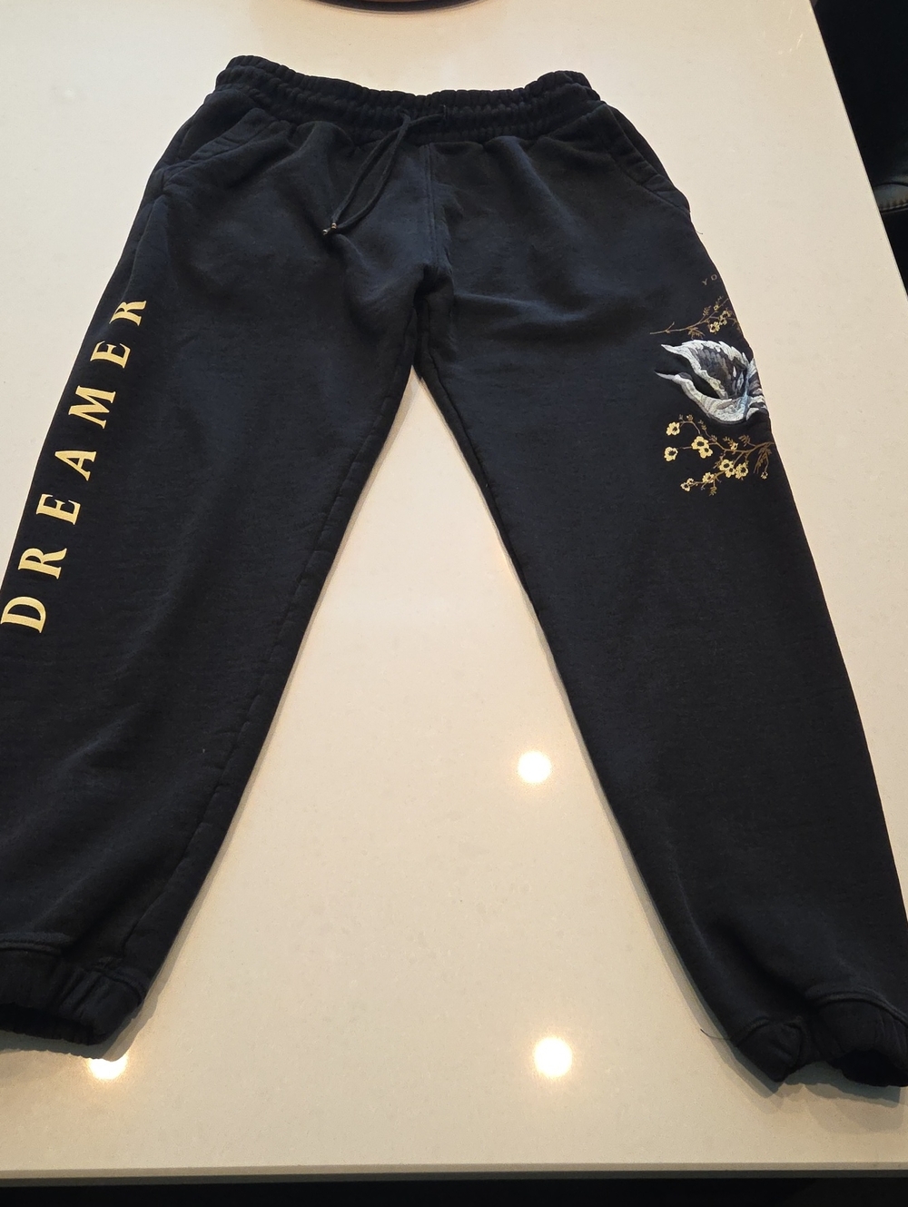 YoungLA Black 'Dreamer' Jogger Sweatpants with Embroidered Graphic